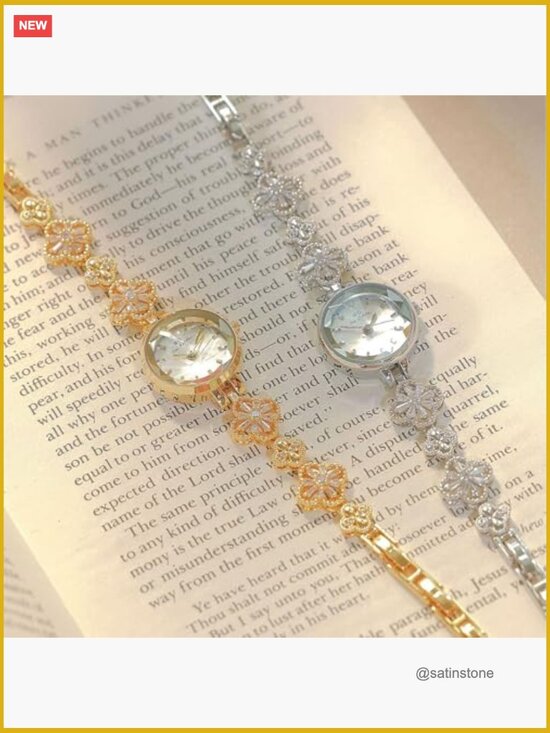 Gold Hollow Four Leaf Clover Bracelet Watch Quartz Wristwatch with Link Removal main image 5